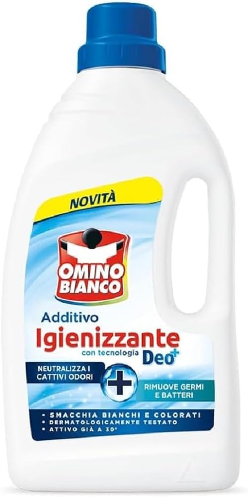 Omino Bianco - Additivo Igienizzante Liquido per Bucato, Contro Batteri e Cattivi Odori, con Tecnologia Deo+, 900 ml