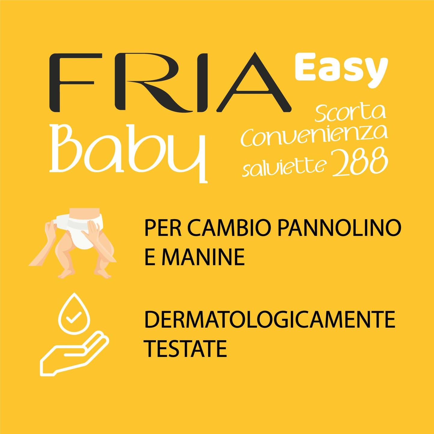 Fria Easy Baby Salviette per Cambio Pannolino, con Aloe Vera ed Estratto di Miele ad Effetto Idratante sulla Pelle, Dermatologicamente Testate, Confezione da 288 Salviette