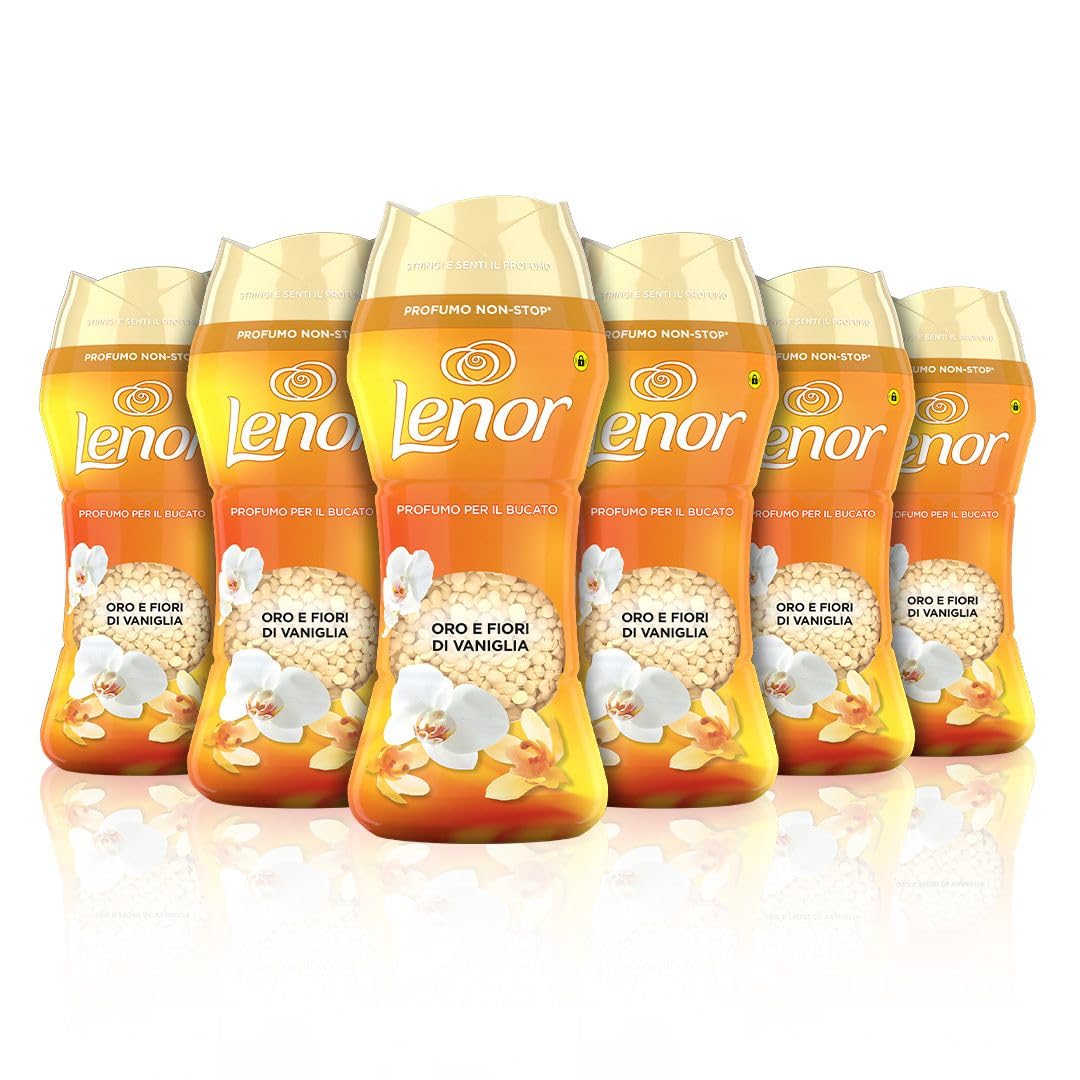 Lenor Profumatore Bucato Perle Profumate Lavatrice,Oro e Fiori Di Vaniglia, Maxi Formato 6 x 270g, Intensificatore Di Profumo