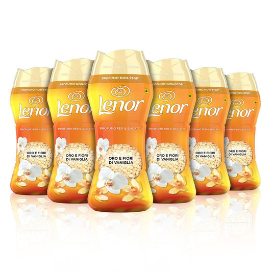 Lenor Profumatore Bucato Perle Profumate Lavatrice,Oro e Fiori Di Vaniglia, Maxi Formato 6 x 270g, Intensificatore Di Profumo
