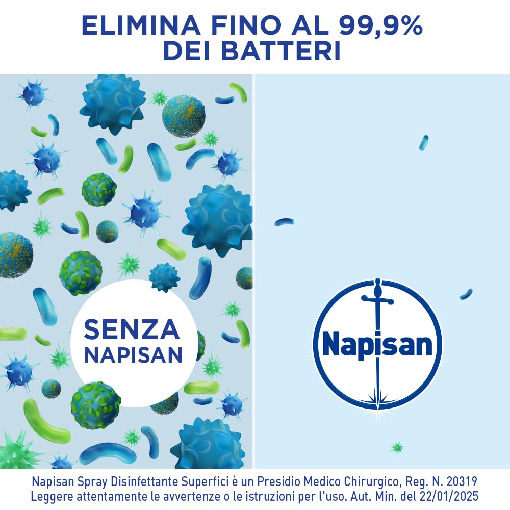 Napisan Spray Disinfettante Superfici, Confezione da 12 pezzi da 740 ml di Disinfettante Superfici, Spray da 740 ml