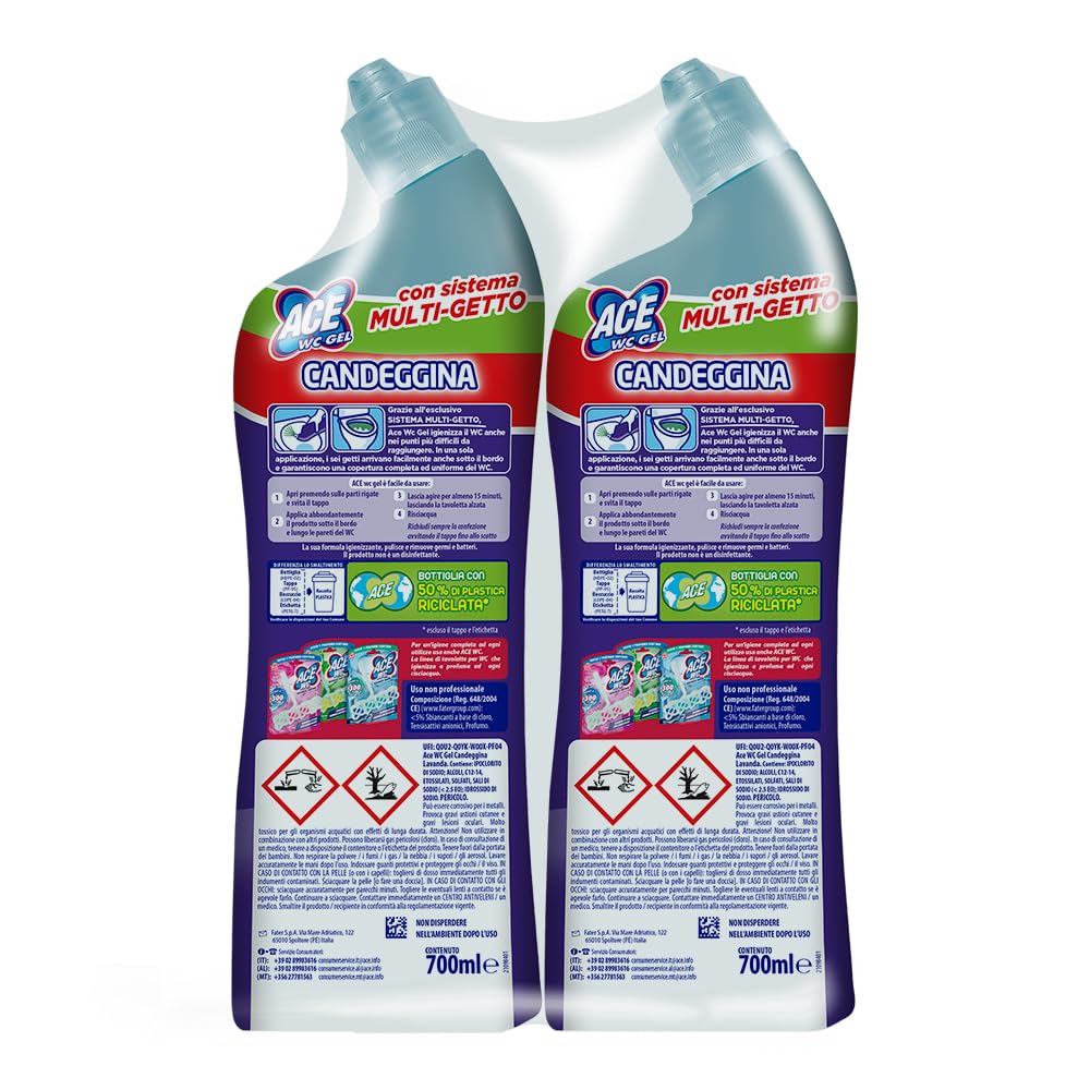ACE Wc Gel Multigetto, 2 Confezioni Da 700ml, Lavanda, 1400 Millilitro