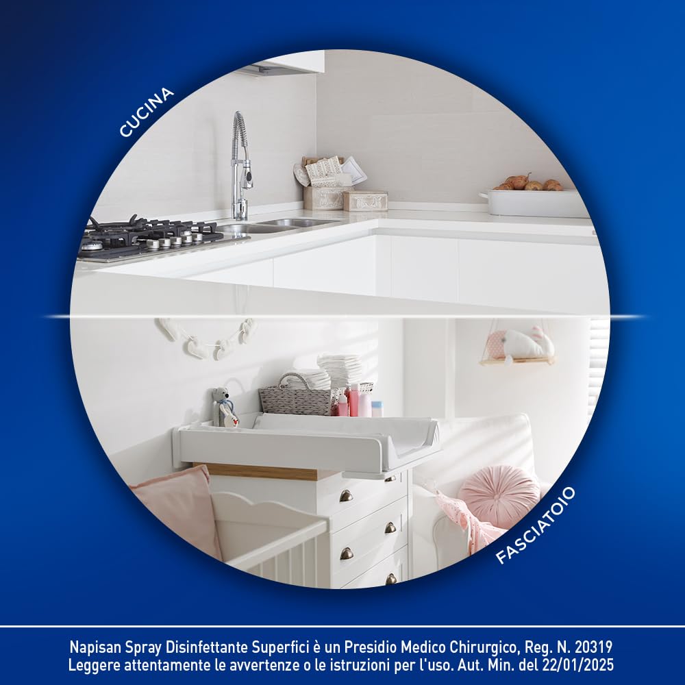 Napisan Spray Disinfettante Superfici, Confezione da 12 pezzi da 740 ml di Disinfettante Superfici, Spray da 740 ml