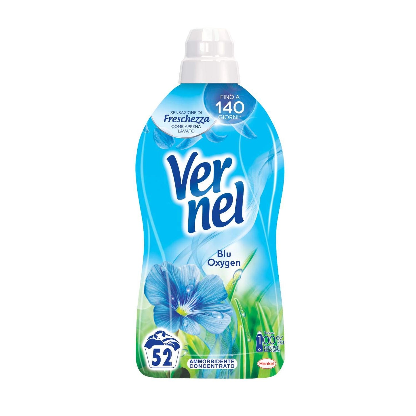 Vernel Blu Oxygen Ammorbidente Lavatrice Concentrato Profumato, Intensa Freschezza e Morbidezza, 8 x 52 Lavaggi