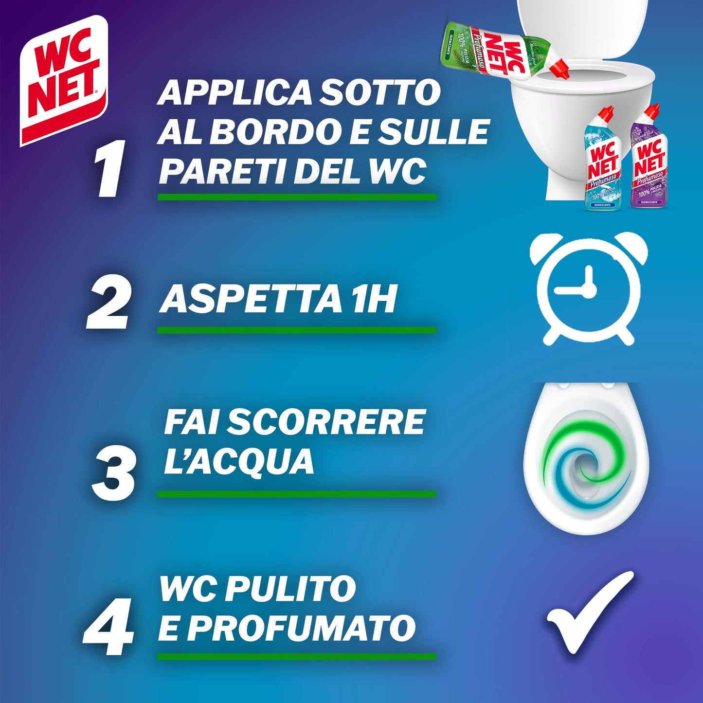 Wc Net - Profumoso Gel, Anticalcare e Igienizzante per WC, Tripacco Mono Fragranza a Seconda della Disponibilità, 3 Flaconi da 700 ml