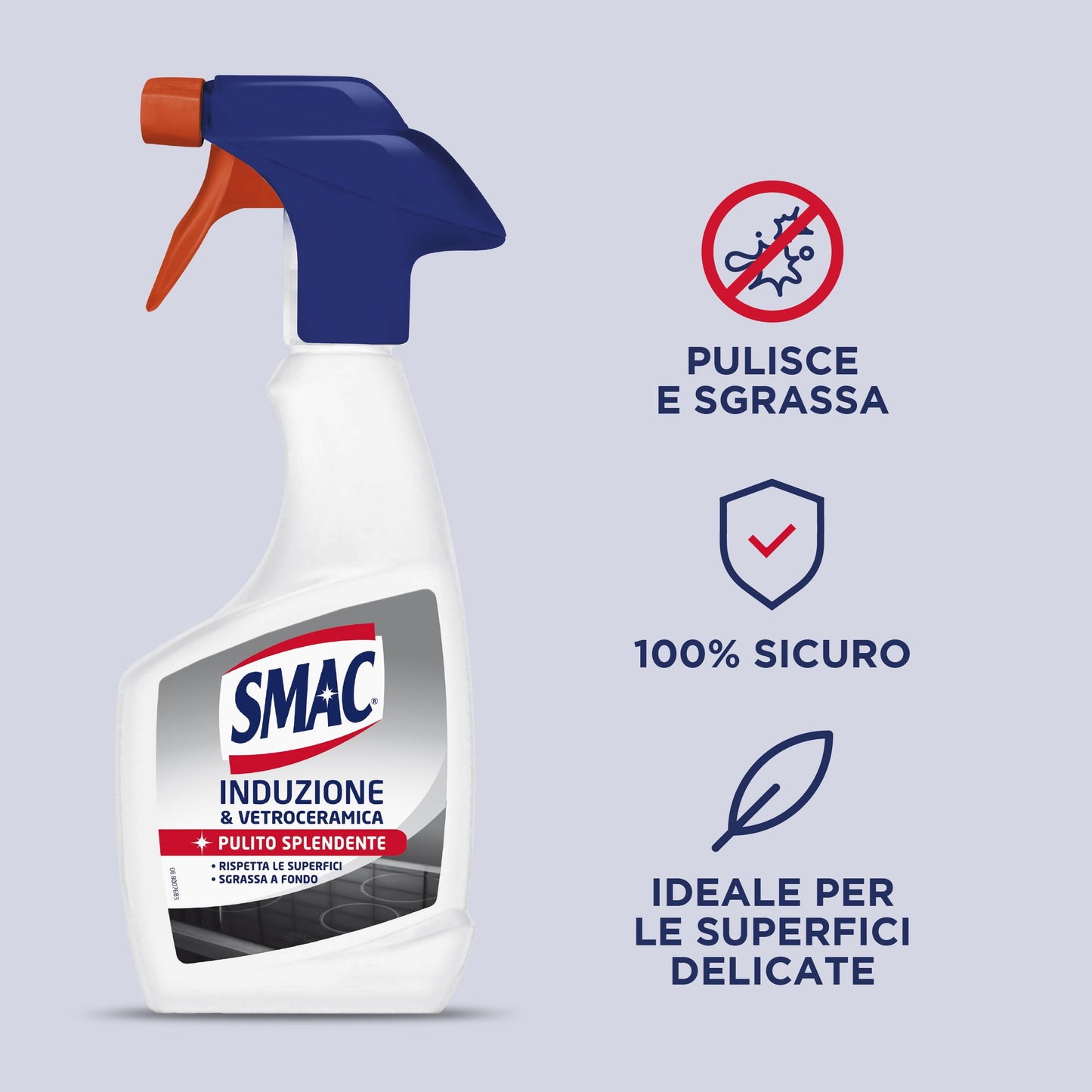 Smac - Sgrassatore Spray per Superfici Moderne e Delicate, Detergente per Casa e Cucina, 500 ml x 4