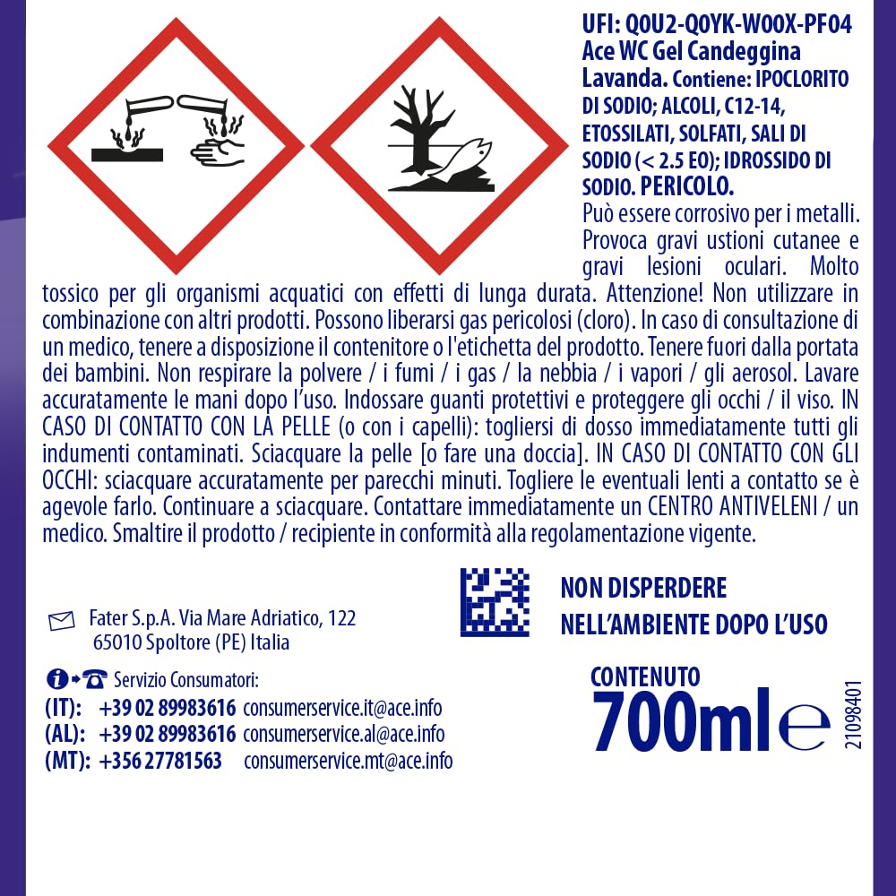 ACE Wc Gel Multigetto, 2 Confezioni Da 700ml, Lavanda, 1400 Millilitro