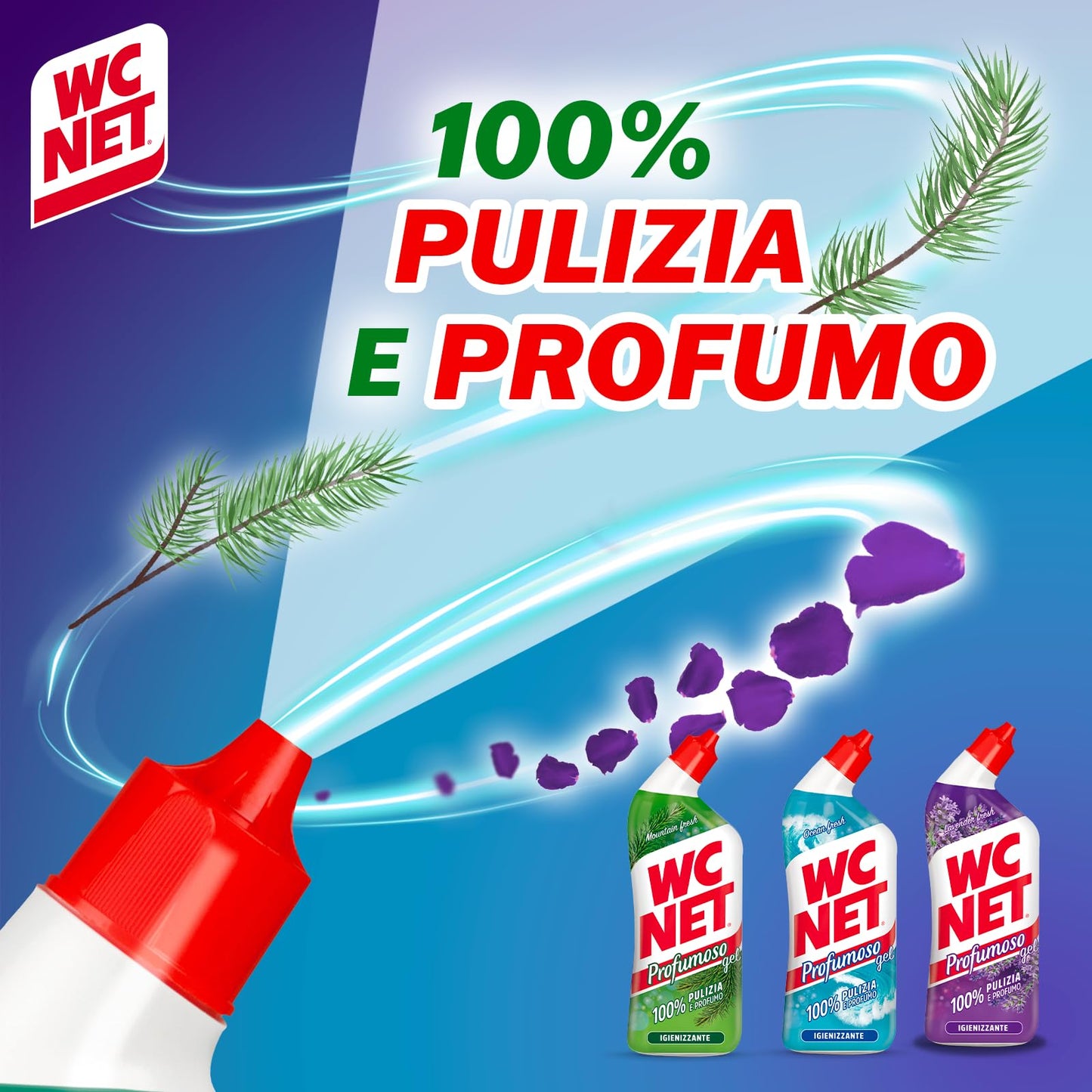 Wc Net - Profumoso Gel, Anticalcare e Igienizzante per WC, Tripacco Mono Fragranza a Seconda della Disponibilità, 3 Flaconi da 700 ml
