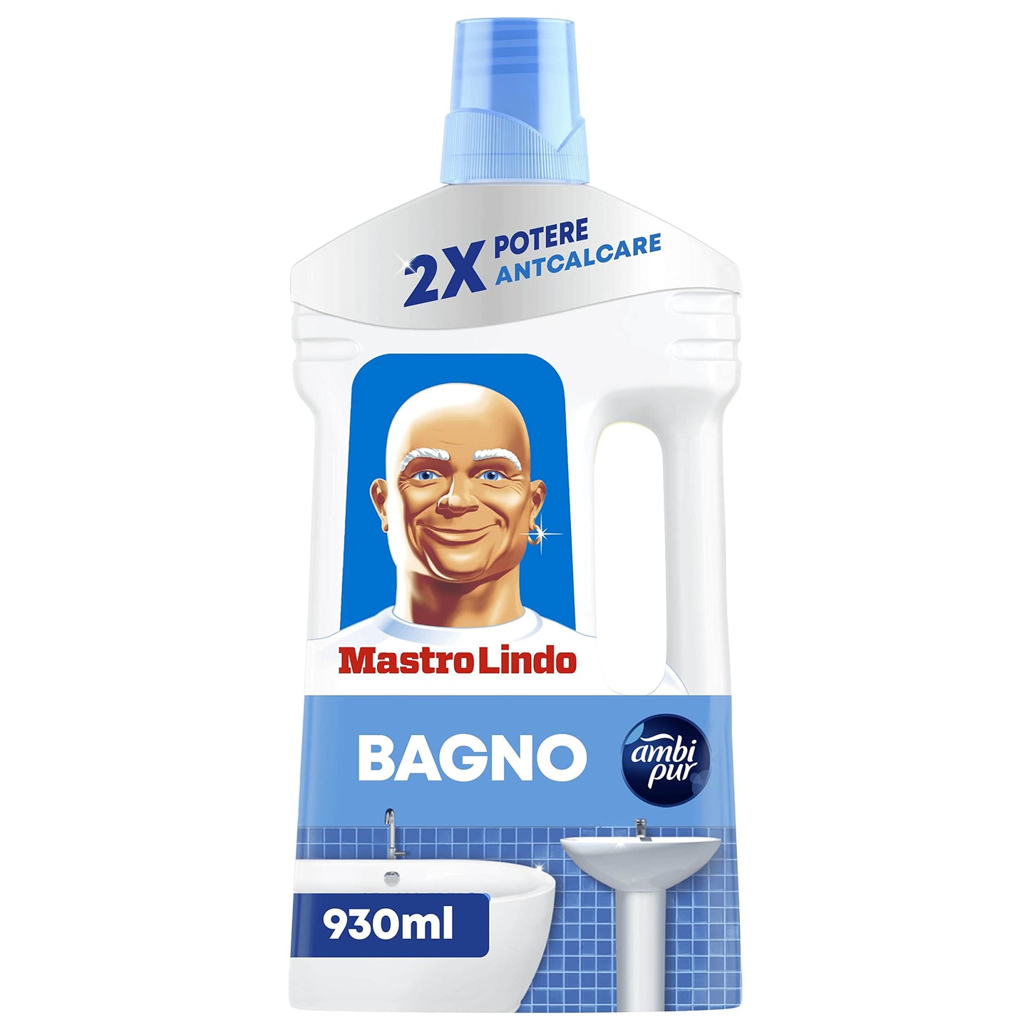 Mastro Lindo Detersivo Bagno, Anticalcare Liquido, Freschezza Ambi Pur, Tecnologia Anti-Goccia, Rimuove fino al 100% di Residui di Sapone e Calcare, Doppia Potenza Anticalcare (12 x 930ml)