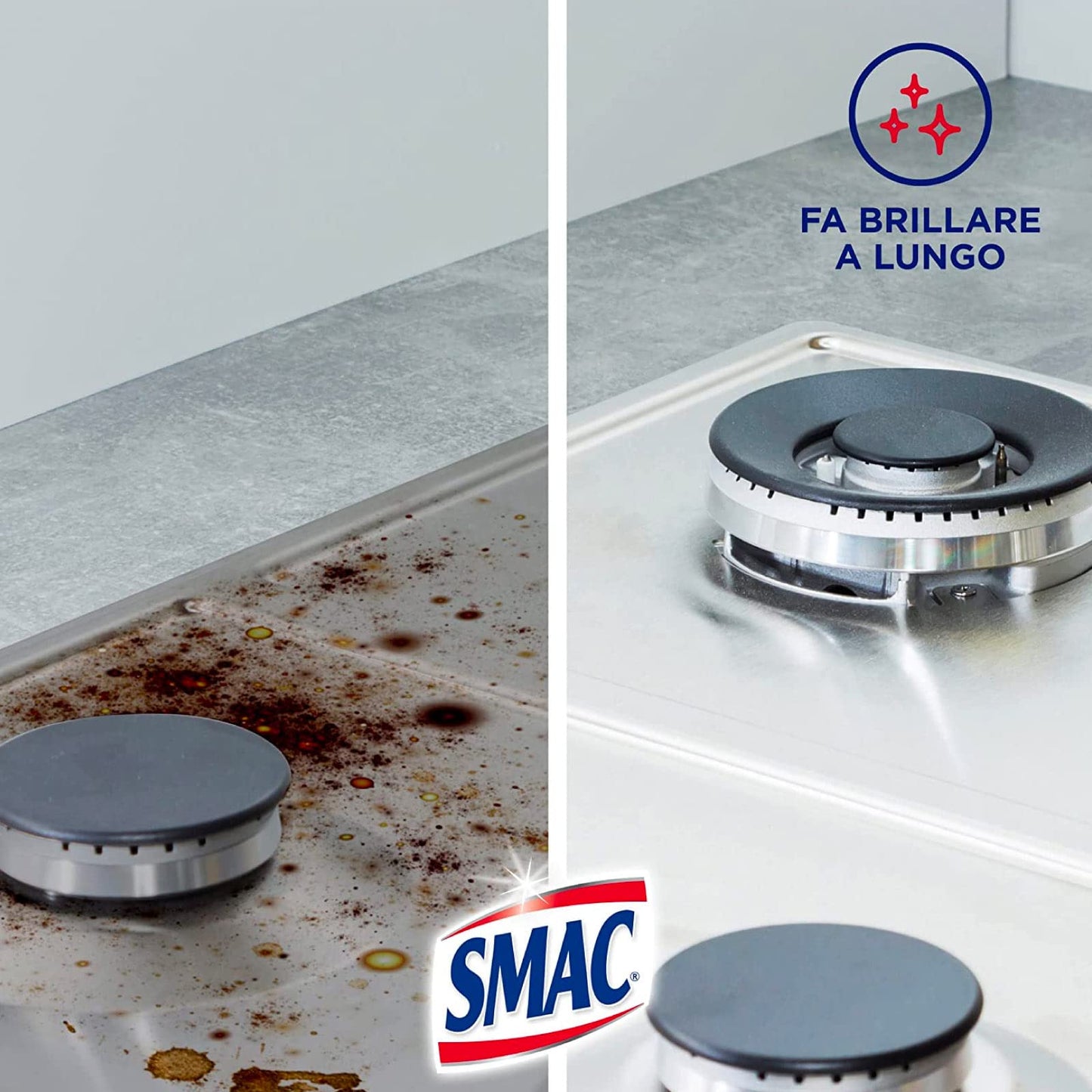Smac - Brilla Acciaio, Detergente Crema, Azione Anticalcare e Lucidante, con Barriera Protettiva, 520 ml x 4 Pezzi