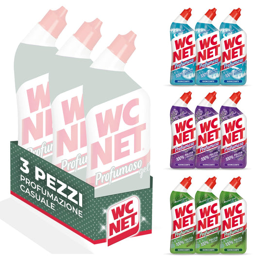 Wc Net - Profumoso Gel, Anticalcare e Igienizzante per WC, Tripacco Mono Fragranza a Seconda della Disponibilità, 3 Flaconi da 700 ml