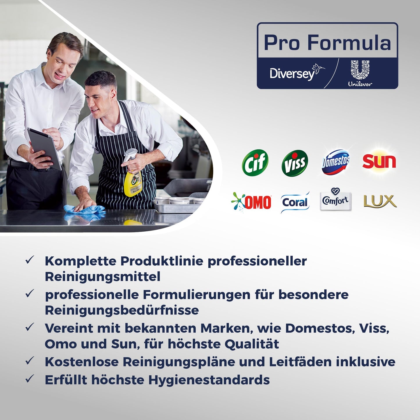 Cif Professional 7518294 - Detergente per bancone e cucina in acciaio inox, senza profumo, 0,75 l