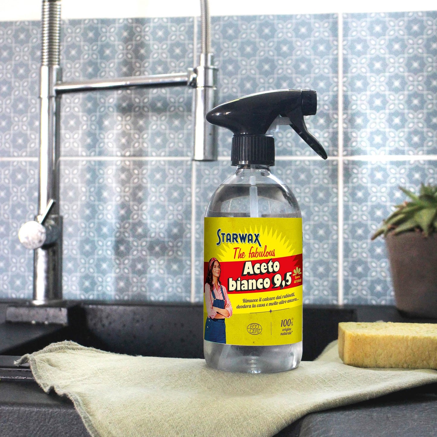 STARWAX THE FABULOUS - Aceto bianco 9,5° Aromatizzato - Disincrosta il bagno - Pulisce i vetri - Deodorizza il WC e molto altro - Aroma limone - Prodotto in Francia - 500ml